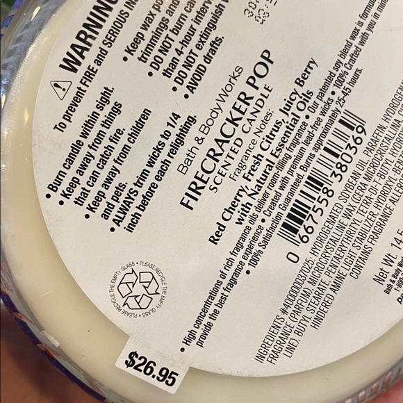 Bath & Body Works “Firecracker Pop” 3 Wick Candle - Picture 6 of 6